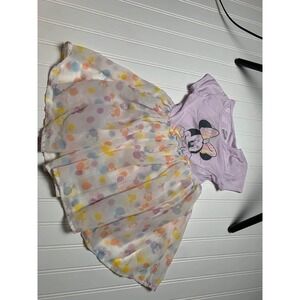 Disney Junior Minnie Mouse Dress Girls 3T Purple Polka Dot Layered Tutu